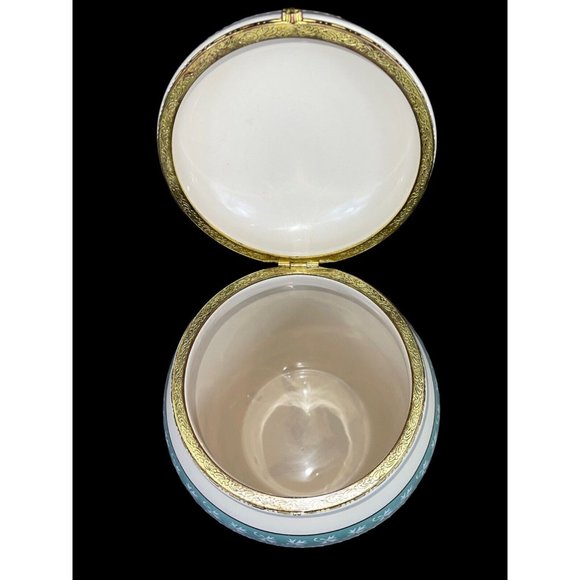 Knott's Berry Farm Ceramic Canister Hinged Lid Cookie Jar Beige Teal Gold Trim - Picture 8 of 11